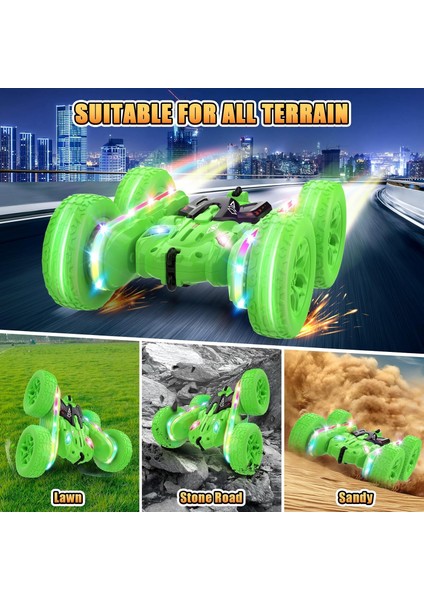 Uzaktan Kumandalı Araba, Yan Işık Şeridi ve Farlara Sahip Rc Arabalar, Çift Taraflı 360 Dönen Rc Dublör Araba, 4-6 Yaş Için 2.4ghz Tüm Arazi Oyuncakları Erkek Kız Doğum Günü Hediye (Yurt Dışından) fırsatları