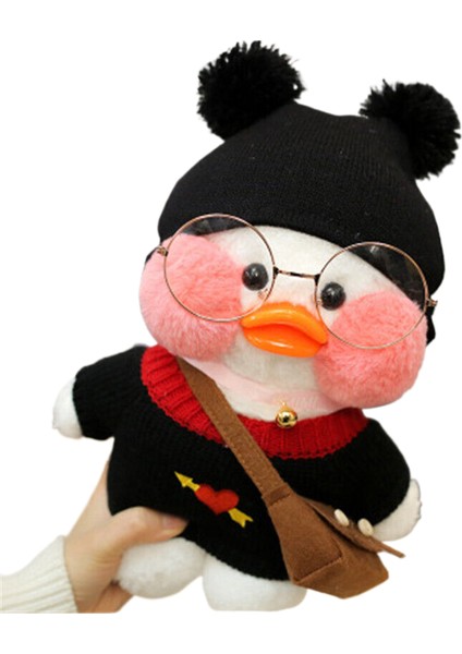 Kahve Ördek 30 cm Küçük Sarı Ördek Sevimli Yastık Peluş Gözlük ve Giysi Oyuncak (Yurt Dışından)