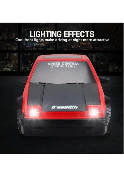 Rc Drift Car 1/24 2.4ghz 4WD Uzaktan Kumandalı Spor Yarışı Yol Aracı, LED Işık, Ler ve Drift Lastikleri (Kırmızı) (Yurt Dışından) fırsatları
