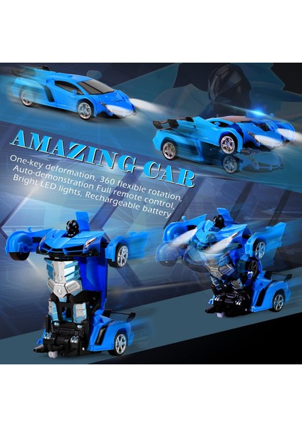 Uzaktan Kumandalı Araba - Robot Rc Arabaları Dönüştürün Tüm Leri Içerir: Tek Tuşla Deformasyon ve 360 Derece Dönen Sürüklenme, Erkekler/kızlar Için Mevcut Noel Doğum Günü Hediy (Yurt Dışından)