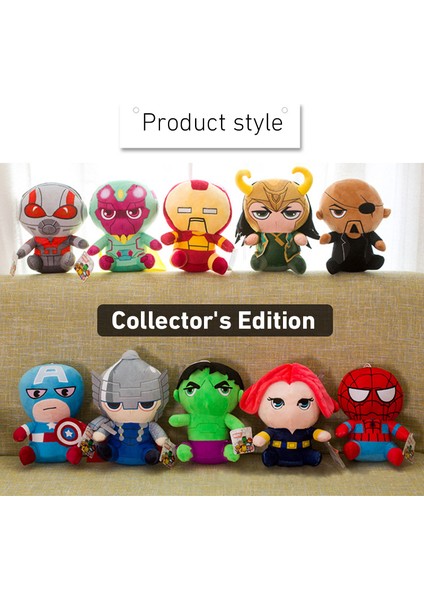 Disney Marvel Avengers Peluş Oyuncak Kaptan Amerika Örümcek Adam Demir Adam Hulk Loki Thor (Yurt Dışından)