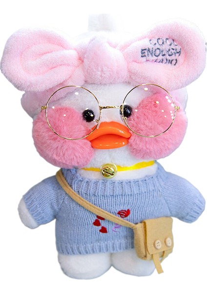 Kahve Ördek 30 cm Küçük Sarı Ördek Sevimli Yastık Peluş Gözlük ve Giysi Oyuncak (Yurt Dışından)
