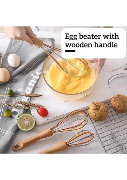 8 Inç Silikon Çırpma Manuel Ahşap Saplı Yumurta Çırpıcı Hamur Blender El Karıştırma Çubuğu Mutfak Pişirme Aracı, 10 Inç (Yurt Dışından) fiyatları