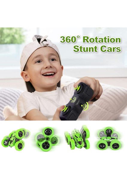 Uzaktan Kumandalı Araba, Rc Arabalar Dublör Araba Oyuncak, 4WD 2.4ghz Çift Taraflı 360° Dönen Farlı Rc Araba, Erkekler/kızlar Için Çocuk Noel Oyuncak Arabaları (Yeşil) (Yeşil) (Yurt Dışından) fırsatları