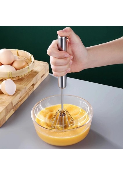 10 Inç 1 Adet Yarı Otomatik Döner Yumurta Çırpıcı Paslanmaz Çelik Manuel Mikser Karıştırıcı Mini Yumurta Blender Mutfak Fırında Çırpma Araçları (Yurt Dışından)
