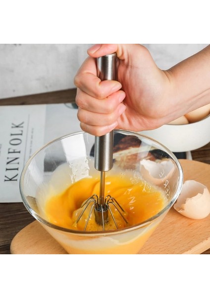 10 Inç 1 Adet Yarı Otomatik Döner Yumurta Çırpıcı Paslanmaz Çelik Manuel Mikser Karıştırıcı Mini Yumurta Blender Mutfak Fırında Çırpma Araçları (Yurt Dışından)