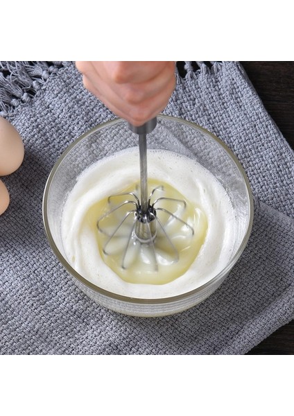 10 Inç 1 Adet Yarı Otomatik Döner Yumurta Çırpıcı Paslanmaz Çelik Manuel Mikser Karıştırıcı Mini Yumurta Blender Mutfak Fırında Çırpma Araçları (Yurt Dışından)