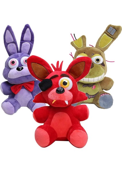 Boutiques 3 Paket Beş Gece Peluşları 7 Inç Beş Gece Peluş Oyuncaklar - Işık Springtrap Bonnie Foxy Oyuncak Bonnie Doldurulmuş Hayvan Doll Foxy Peluş (Yurt Dışından)