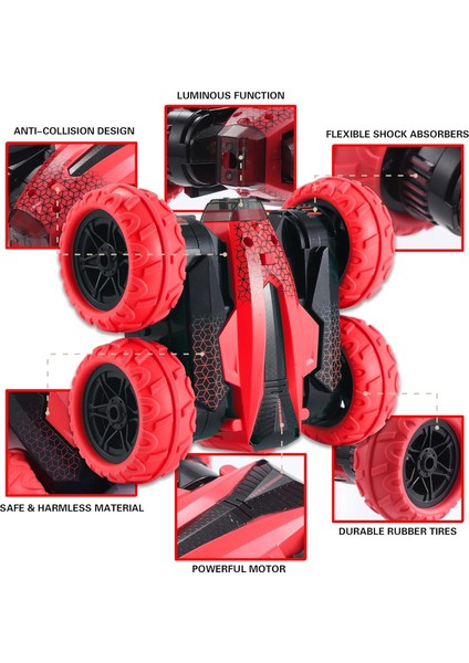 LED Uzaktan Kumandalı Araba Dublör Çiçekli Rc Arabalar Çift Taraflı Damperli 4WD Off-Road Dublör Araba 360° Döndürülür 2.4ghz Şarj Edilebilir Oyuncak Arabalar Erkekler Için 8-12 (Yurt Dışından)
