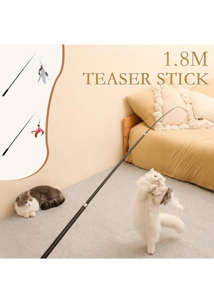 Dört Bölümlü Geri Çekilebilir Kedi Alay Çubuğu 1.8m Balıkçı Kedi Tırmalama Uzun Tüylü Süper Oyuncak (Yurt Dışından) fiyatları
