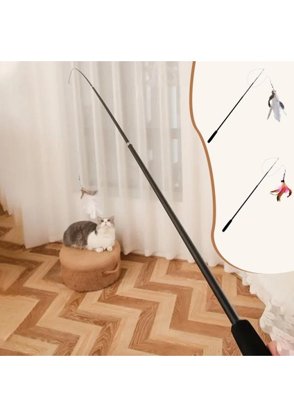 Dört Bölümlü Geri Çekilebilir Kedi Alay Çubuğu 1.8m Balıkçı Kedi Tırmalama Uzun Tüylü Süper Oyuncak (Yurt Dışından) modelleri