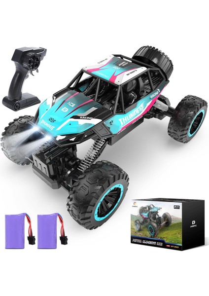 Metal Kabuklu 1:12 Uzaktan Kumandalı Araba, 4WD Off Road Canavar Kamyon, Çift Motorlu LED Far Rc Kaya Paletli, 2.4ghz Tüm Arazi Hobi Rc Araba Oyuncakları Erkek Çocuklar Için Yetişk (Yurt Dışından)