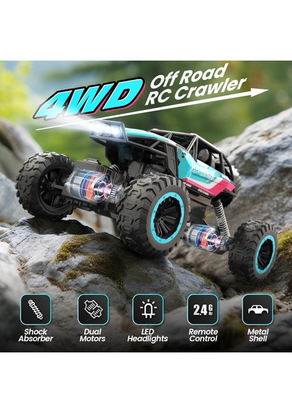 Metal Kabuklu 1:12 Uzaktan Kumandalı Araba, 4WD Off Road Canavar Kamyon, Çift Motorlu LED Far Rc Kaya Paletli, 2.4ghz Tüm Arazi Hobi Rc Araba Oyuncakları Erkek Çocuklar Için Yetişk (Yurt Dışından) fiyatları