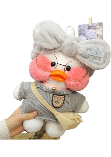 Kahve Ördek 30 cm Küçük Sarı Ördek Sevimli Yastık Peluş Gözlük ve Giysi Oyuncak (Yurt Dışından)