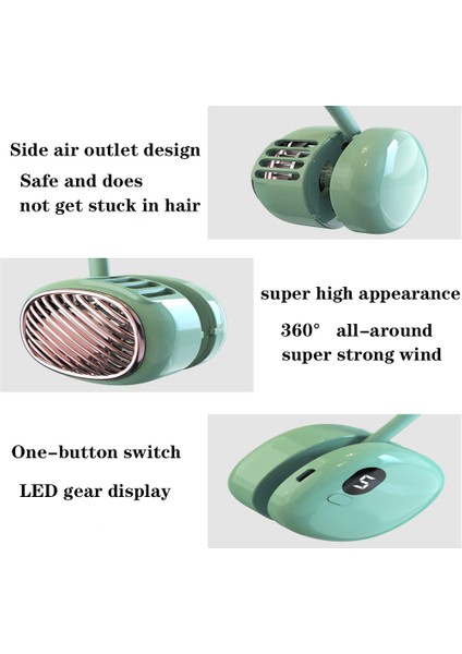 asılı Boyun Fan Dijital Ekran Güç Kaynağı Bladeless Boyun Bandı Fan Taşınabilir Mini Hava Soğutucu USB (Yurt Dışından)