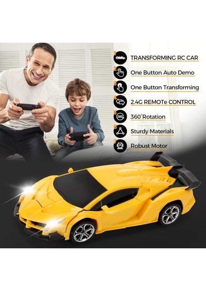 Erkekler Için Rc Arabaları Dönüştürün 4-7 8-12, 2.4ghz 1:18 Ölçekli Uzaktan Kumandalı Araba Dönüştürme Robotu, Tek Tuşla Deformasyon 360° Dönüş (Yurt Dışından)
