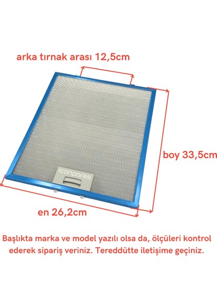 Beko Uyumlu Adv 6400 Eı Davlumbaz Metal Yağ Filtresi fiyatları