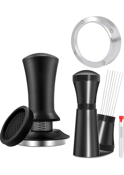 53MM Espresso Aksesuar Seti, Yaylı Kalibreli Tamper, Paslanmaz Çelik Iğne Aleti ve Dozaj Hunisi Seti (Yurt Dışından)
