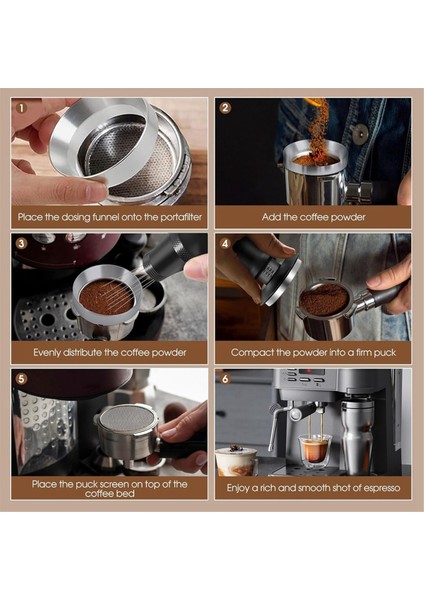 53MM Espresso Aksesuar Seti, Yaylı Kalibreli Tamper, Paslanmaz Çelik Iğne Aleti ve Dozaj Hunisi Seti (Yurt Dışından)