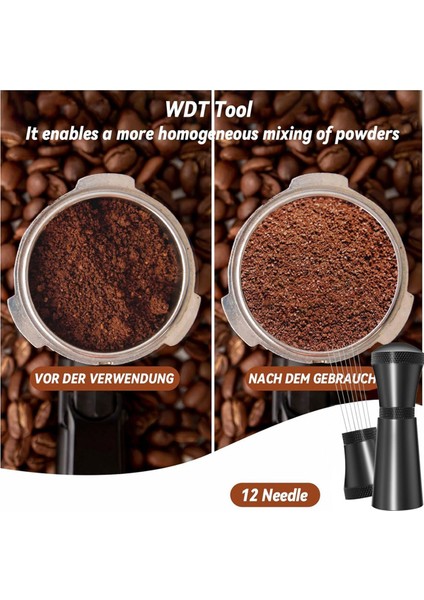 53MM Espresso Aksesuar Seti, Yaylı Kalibreli Tamper, Paslanmaz Çelik Iğne Aleti ve Dozaj Hunisi Seti (Yurt Dışından)