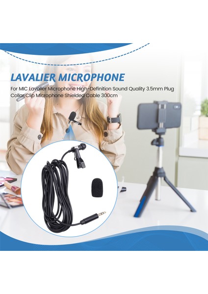 Mıc Lavalier Mikrofon Yüksek Çözünürlüklü Ses Kalitesi 3.5mm Fiş Yaka Klipsli Korumalı Kablo 300CM (Yurt Dışından) fırsatları