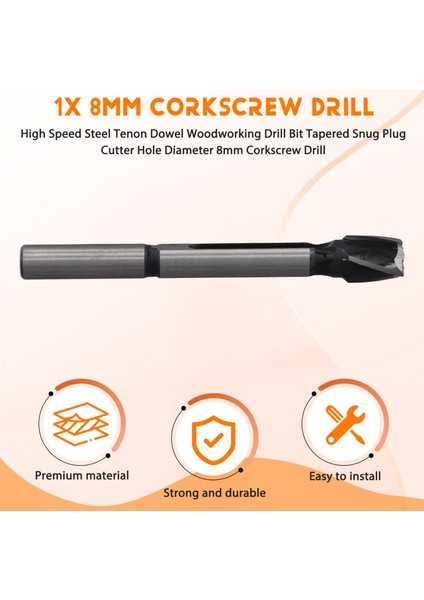 Yüksek Hızlı Çelik Tenon Dübeli Ağaç Işleme Matkap Ucu Konik Kesici Delik Çapı 8mm Tirbuşon (Yurt Dışından) fırsatları