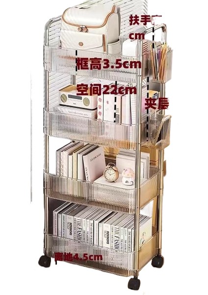 Arabalı Raf Nefes Alabilen Tabandan Tavana Mobil Çok Katmanlı Kozmetik Depolama Rafı (Yurt Dışından)