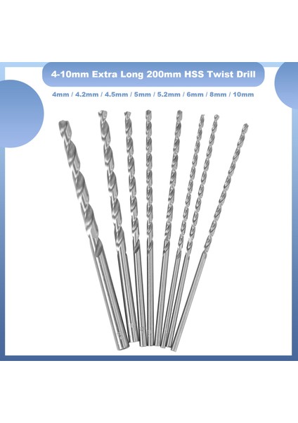 4-10MM Ekstra Uzun 200MM Hss Büküm Matkabı Düz Şaftlı Burgu Matkap Ucu Aracı (Yurt Dışından) fiyatları