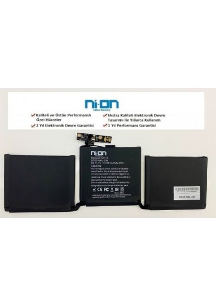 Apple MLL42LL , 020-00946 , MacBook Pro A1708 Notebook Batarya - Pil