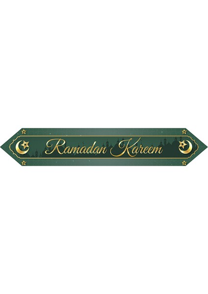 Eid Mubarak Table Runner Ramazan Dekor Örtüsü Yeşil ile Dekoratif Kutlama (Yurt Dışından)