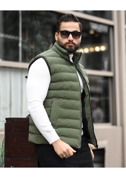 Dik Yaka, Çift Dikişli, Kapitone, Standart-Fit, Şişme Yelek 24USE2478