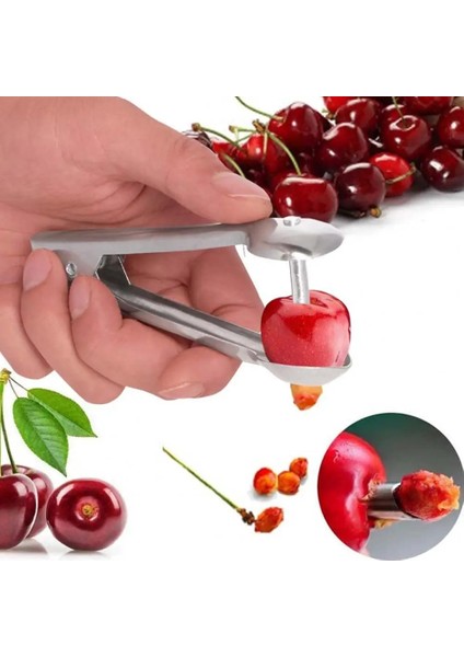 2 Adet 2 Adet Kiraz Pitter Araçları Gıda Sınıfı Yeniden Kullanılabilir Ergonomik Sap Paslanmaz Paslanmaz Çelik Meyve Çukur Sökücü Kiraz Oyma Makinesi Mutfak (Yurt Dışından)