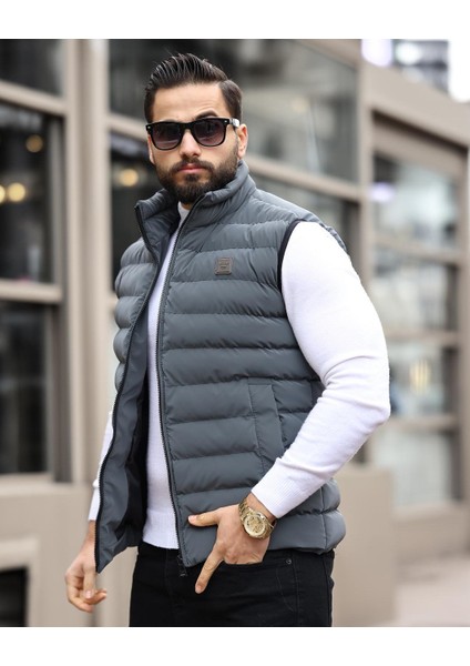 Dik Yaka, Çift Dikişli, Kapitone, Standart-Fit, Şişme Yelek 24USE2478