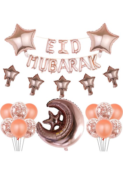 Alüminyum Film Eid Mubarak Balonlar Çocuk Dekor Fotoğraf Prop Altın (Yurt Dışından)