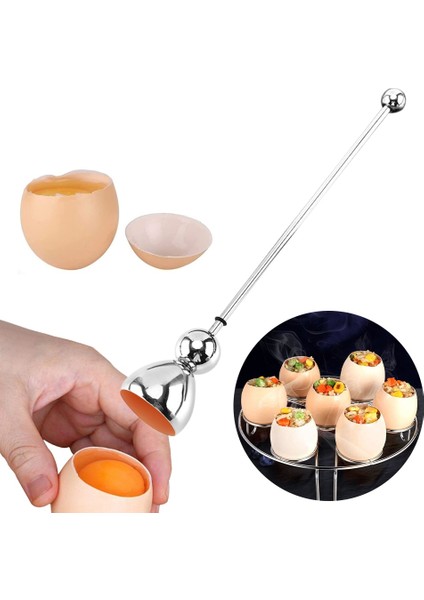 Gümüş Yumurta Kraker Yumurta Topper Snipper Paslanmaz Mutfak Aracı Yumurta Kesici Ham Yumuşak ve Sert Haşlanmış Yumurta Kraker Kabuk Sökücü (Yurt Dışından)