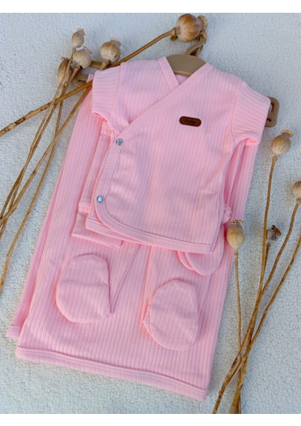 Kız Bebek Natural Pembe 7 Parça Hastane Çıkışı Zıbın Seti