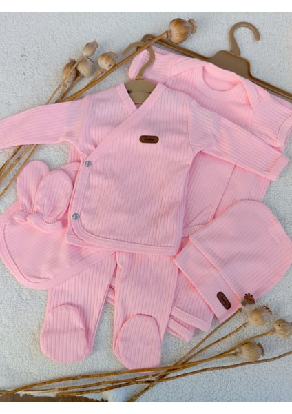 Kız Bebek Natural Pembe 7 Parça Hastane Çıkışı Zıbın Seti