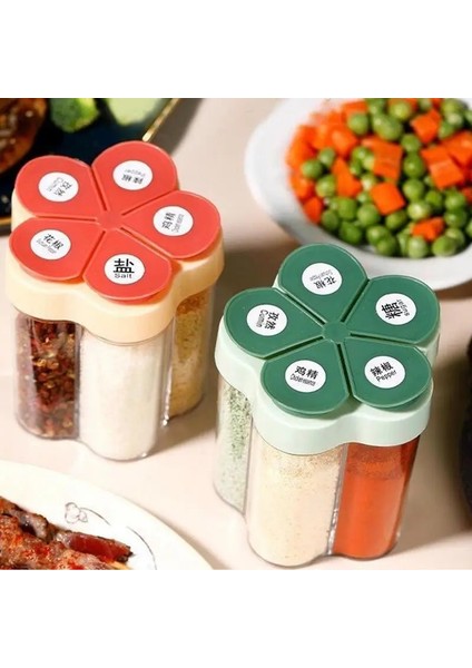Yeşil 5 In 1 Baharat Baharat Şişesi Mühürlü Nem Geçirmez Kapaklı Baharat Kavanoz Çok Fonksiyonlu Mutfak Baharat Kabı Mutfak Aletleri (Yurt Dışından) indirimleri