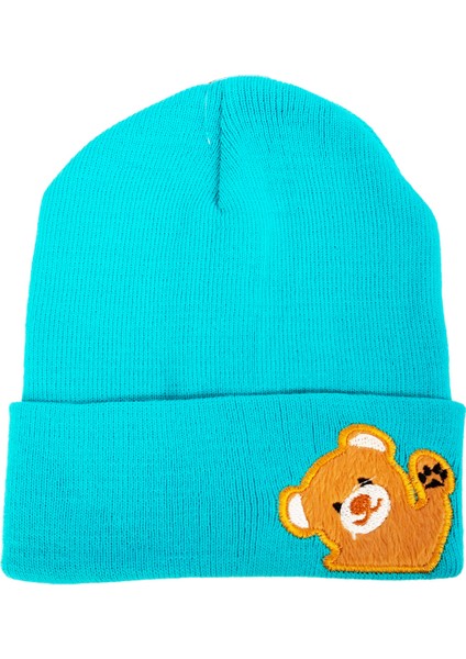 Akrilik Ayıcık Figürlü Çocuk Bere Yeşil