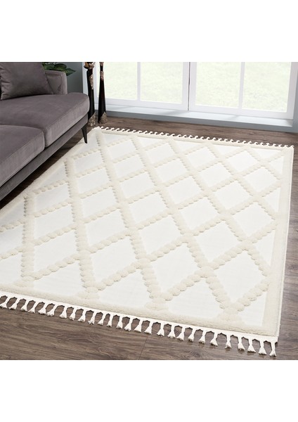 Madu Krem Saçaklı Dokuma Salon ve Oturma Odası Halısı 1150-RO66 200x290