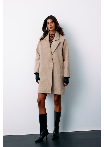 Desenli Kısa Kaban - Camel