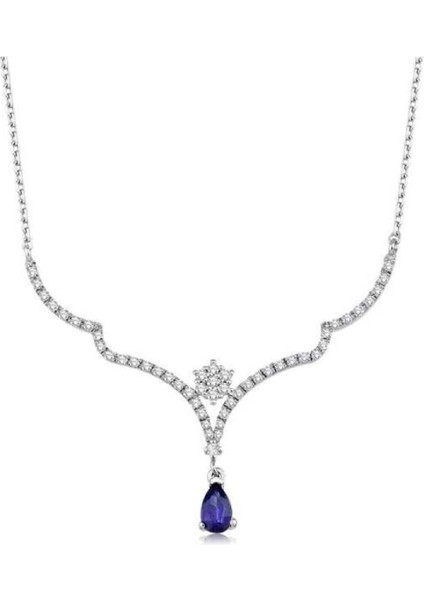 0.49 Karat Pırlanta Safir Kolye