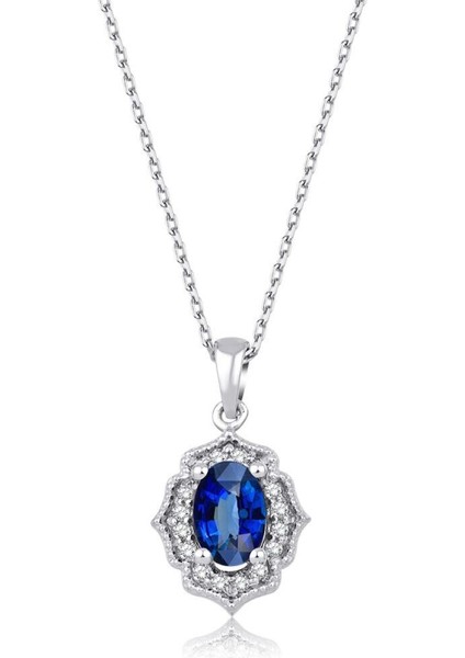 0.67 Karat Pırlanta Safir Kolye