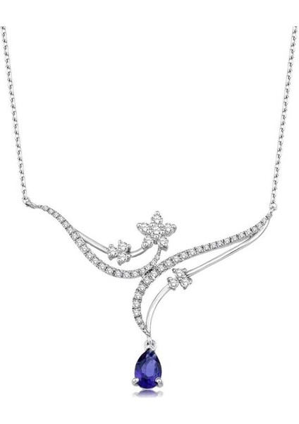 0.86 Karat Pırlanta Safir Kolye