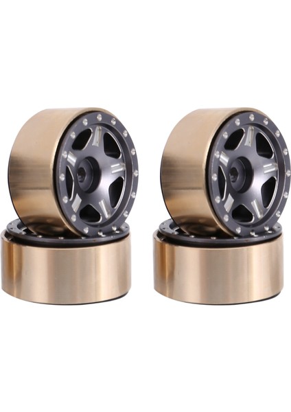 4 Adet Pirinç 1.0 Beadlock Jant Tekerlek Hub 1/24 Rc Paletli Araba Eksenel SCX24 AXI90081 AXI00002 Yükseltme Parçaları, C (Yurt Dışından)