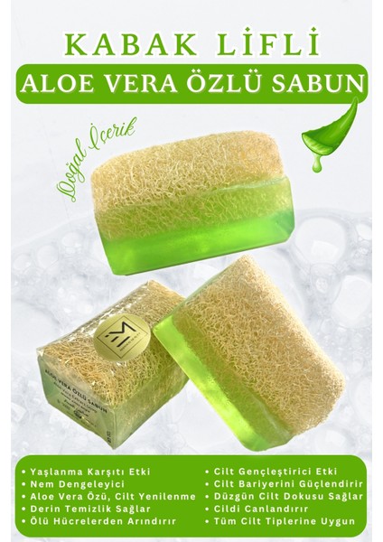 Doğal Kabak Lifli Aloe Vera Özlü Sabun Etki Cilt Bariyerini Yeniler Nemlendirir