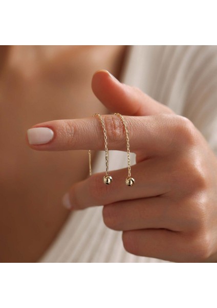 14 Ayar Altın Sallantılı Ball Küpe