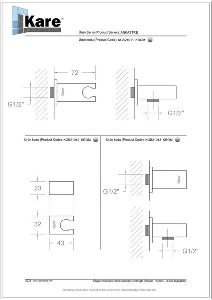 Square Krom Ankastre Çıkış Ucu Askılı fiyatları