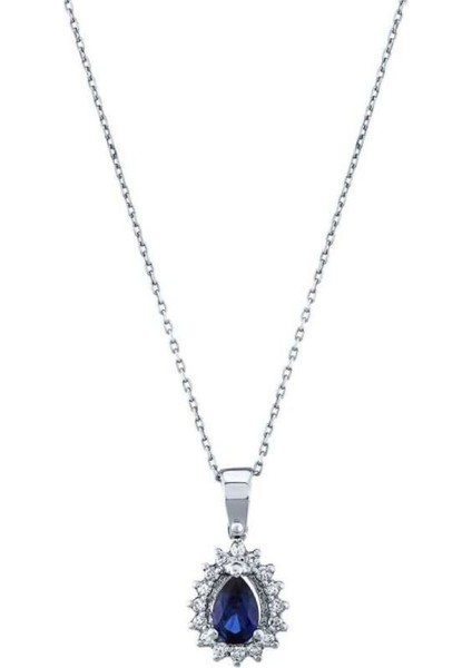 0.64 Karat Pırlanta Safir Kolye