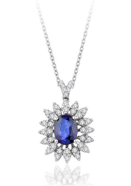 2.37 Karat Pırlanta Safir Kolye